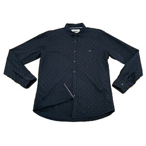 Mens Shirt Med Diamond Floral Long Sleeve Black Pink Preppy Casual Business Date